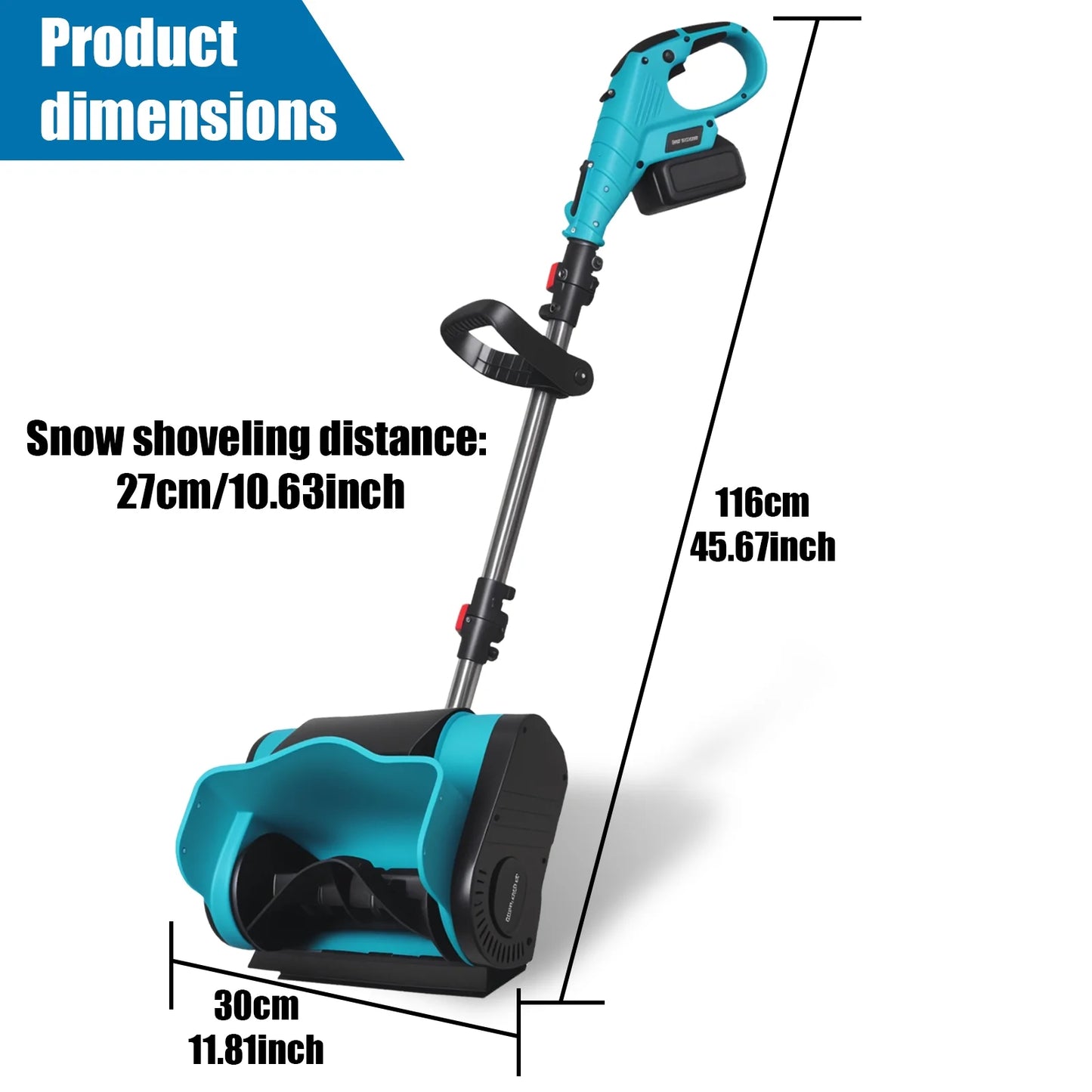 Cordless Snow Shovel, 21V Electric Snow Thrower,10 Inchsnow Shovel,With 2 Batteries